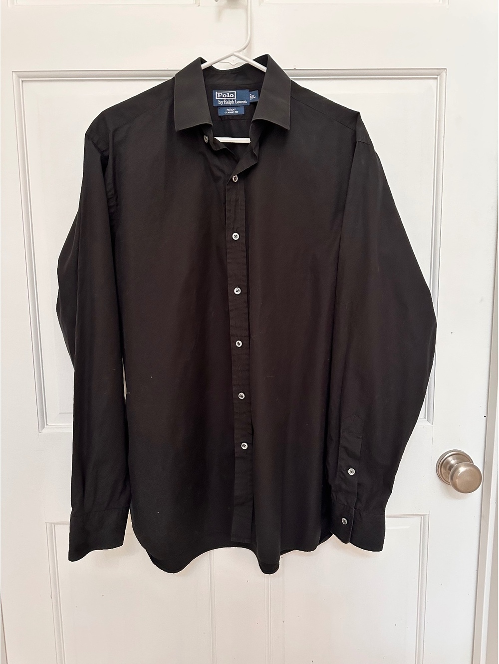 Polo by Ralph Lauren Men's Black Long-Sleeve Classic-Fit Dress Shirt Size L